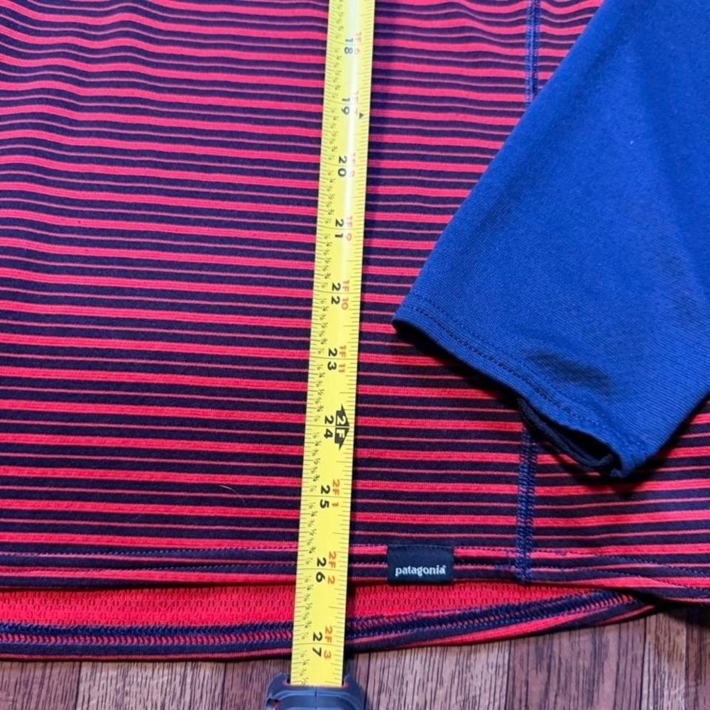 Patagonia Blue Red Striped Capilene 3 Midweight Quarter Zip Running Jacket Small - Picture 5 of 5